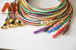 China Gold Plated EEG Cable Eeg Cup Electrode Colorful DIN1.5 Socket wholesale