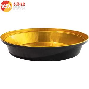 China 230ml Black And Gold Heat Seal Foil Pans​ Disposable Round Pan With Lid wholesale