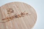 Round Laser Logo Table Bamboo Drink Coasters Funny Housewarming Gift