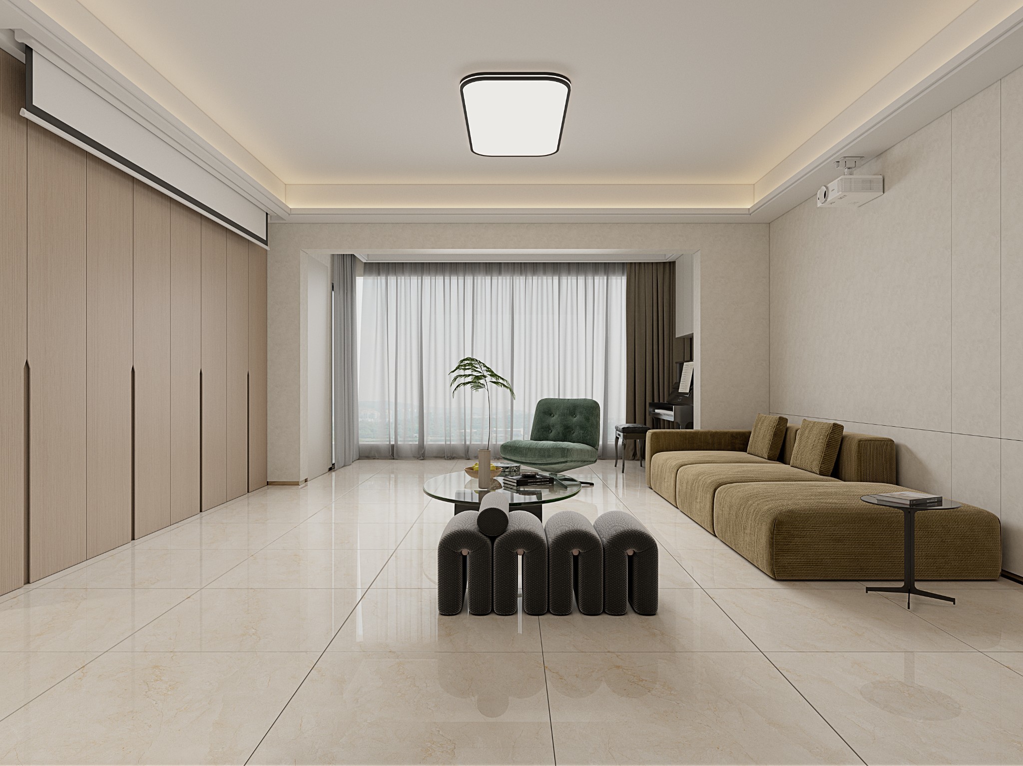 Light Yellow 800x800mm Polished Glazed Porcelain Tiles