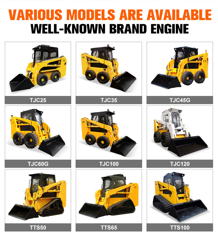TOROS White JC45 JC65 Hydraulic Skid Steer Loader With Attachments