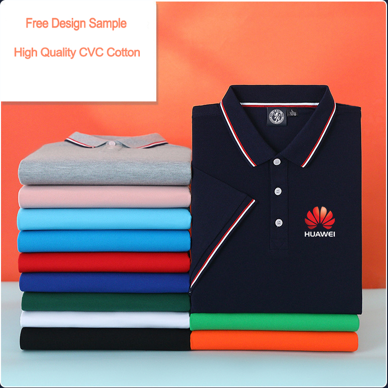 Silk Screen Printing Custom Logo Solid Color Plain Blank Prime CVC Cotton Polo Shirts
