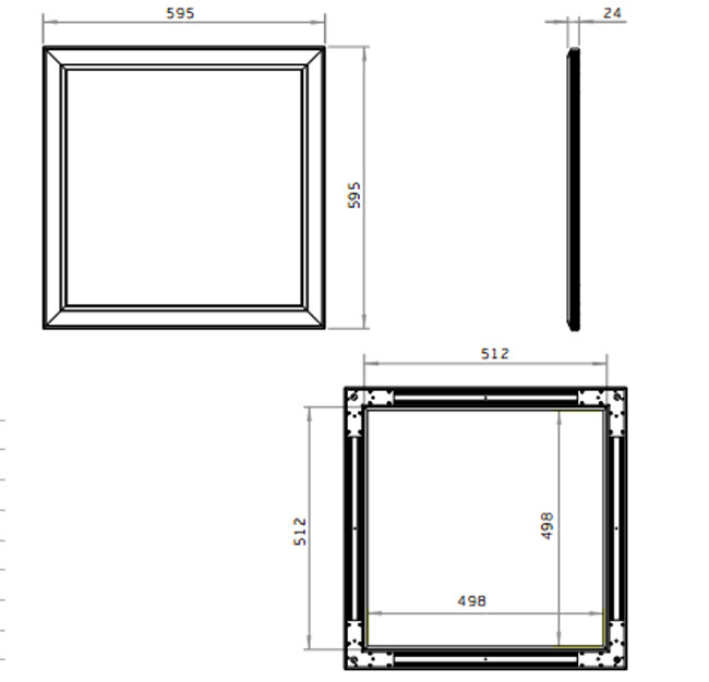 45W Invisible Square Linear LED Light For Ceiling Lighting 600x600mm 100lm/w