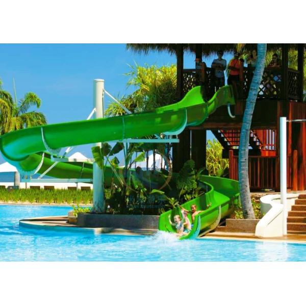 Fiberglass Material Water Single Spiral Slide 6-8mm Thickness For Swimming Pool