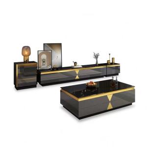 China Rock Plate Hotel Room Cabinets Luxury TV Cabinet Sets Hotel Room Black Glass wholesale