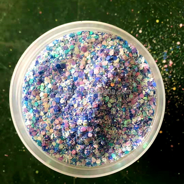 Chunky Mixed Glitter Hexagon Mixed Chunky Glitter Mixes Eco-friendly Resistant Solvent Polyester Pearl Iridescent