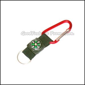 China Eco customed promotional printed logo mug carabiners keychain keyrings with compass wholesale