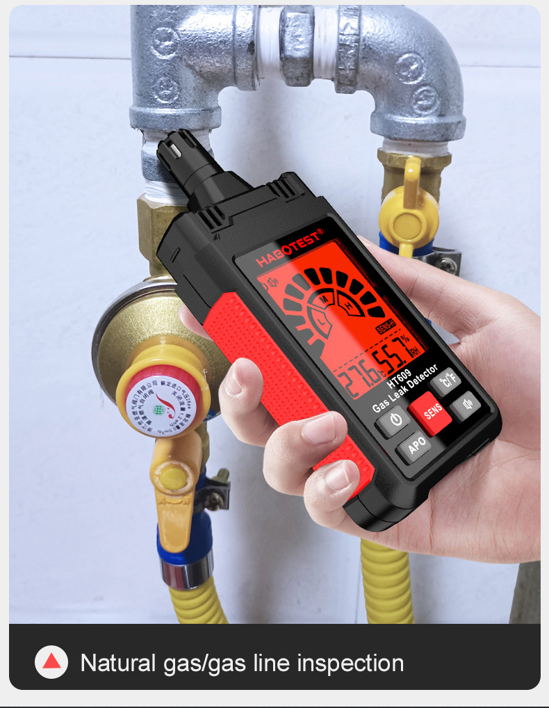 HT609 Gas Leak Detector Combustible Gas Detector Display Temperature Humidity Gas Analyzer Electric Tester Tool