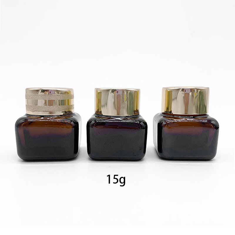 SGS FDA Brown Glass Screw Cap 15g Cosmetic Cream Bottle