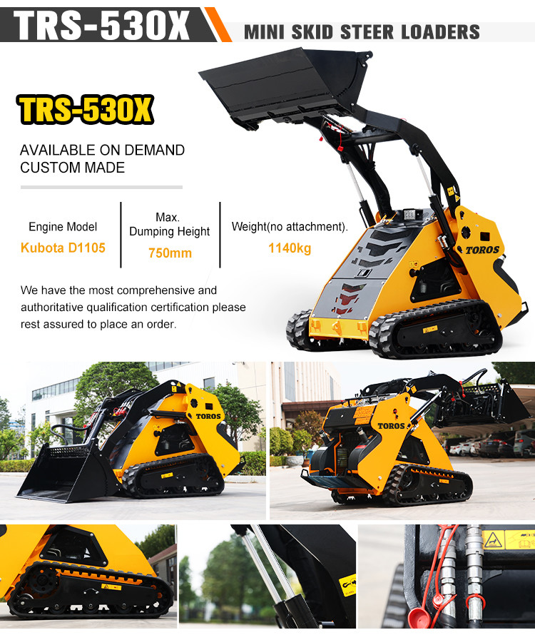 Landscaping Projects Mini Skid Steer Track Loader With 25-35Hp Engine