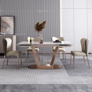 China Golden Metal Dining Table 20mm Marble SS Steel Furniture wholesale