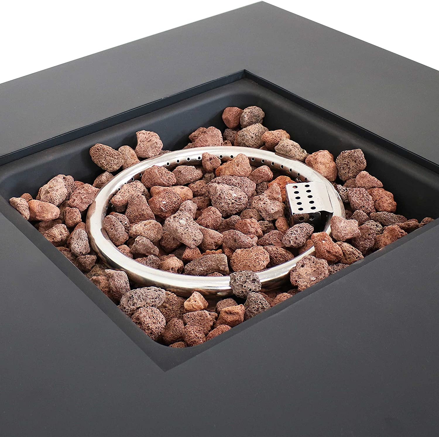 Metal Propane Outdoor Natural Gas Firepit Modern Smokeless Square
