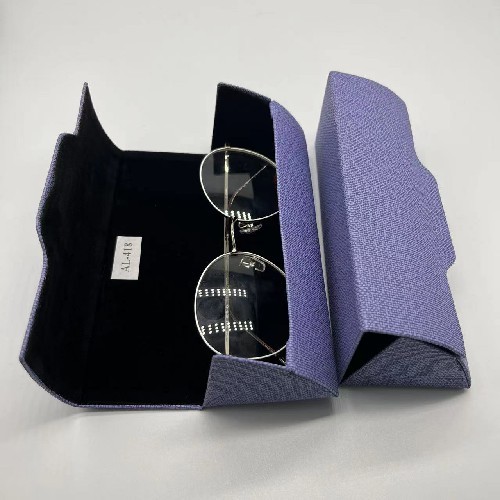 Purple Lycra Portable Eyeglass Case Irregular Embossed Printing