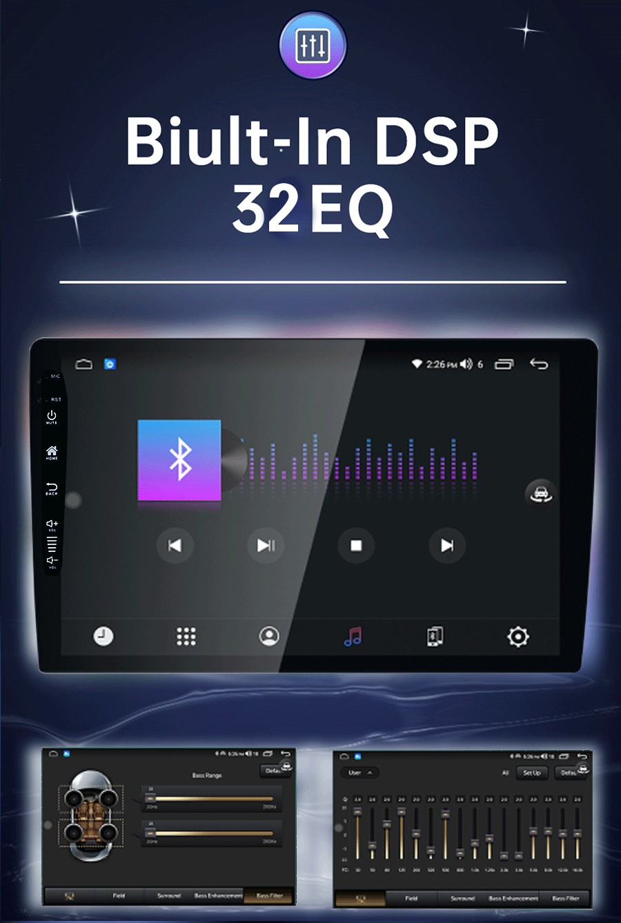 9'' OLED Screen CarPlay Stereo for VW Nissan Toyota Universal 2 Din Multimedia Player