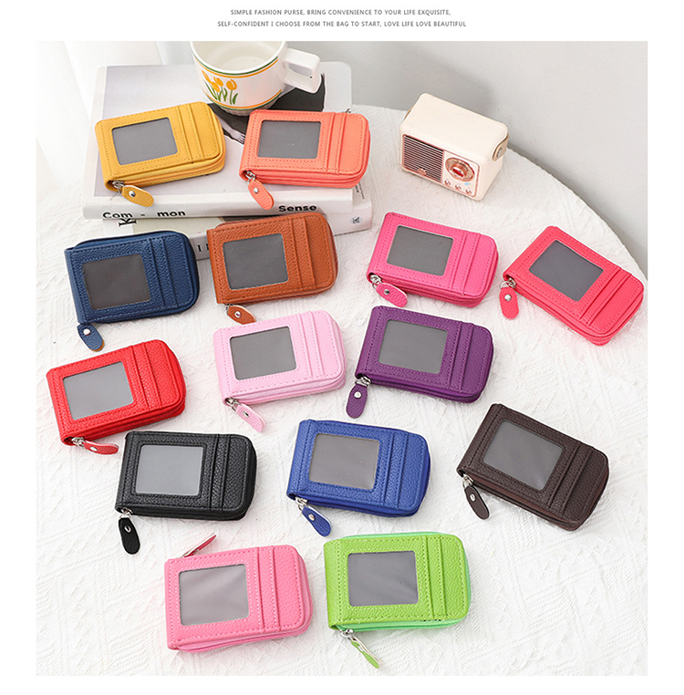 12 Slots Rfid Anti-Theft Wallet Popular Zippered Credit Card Bag for Low MOQ Mix Models