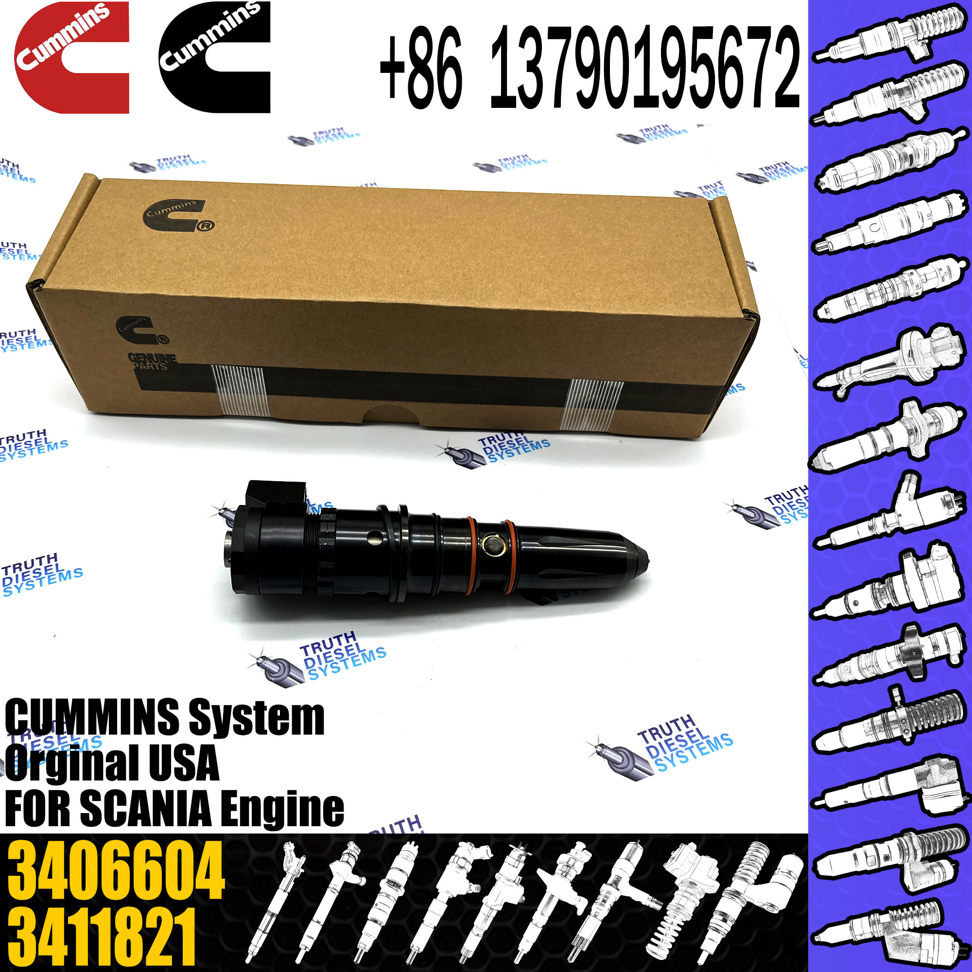 3087648 3406604 3411821 4914328 Engine Diesel fuel injector common rail injector Original