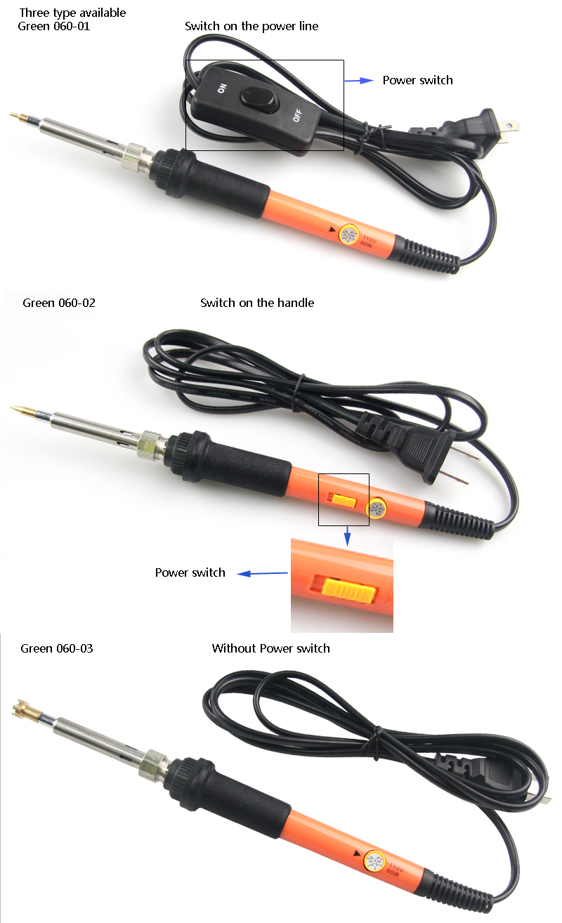Green 60W Professional Soldering Iron For Automotive Wiring Multi Functional Soldering