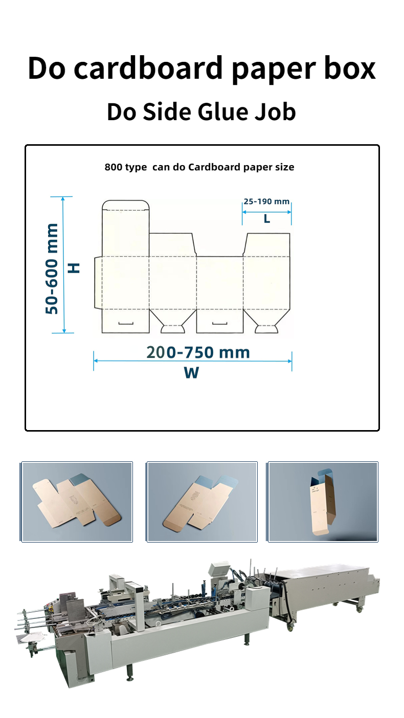 Net Weight About 1300kg CQT-800WK-2 Corrugated Carton Box Folding Machine Gluer Machine