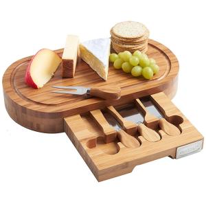 China Outdoor Indoor Bamboo Cheese Board Cutlery Knife Set With Laser Or Burned Logo wholesale