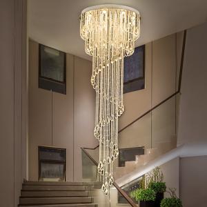 China Modern Double Spiral Staircase Lustre Crystal ceiling lights for entrance hallway(WH-NC-54) wholesale