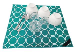 China 220gsm Fabric Dish Drying Mat For Kitchen Counter Rack Pad Green Printing wholesale