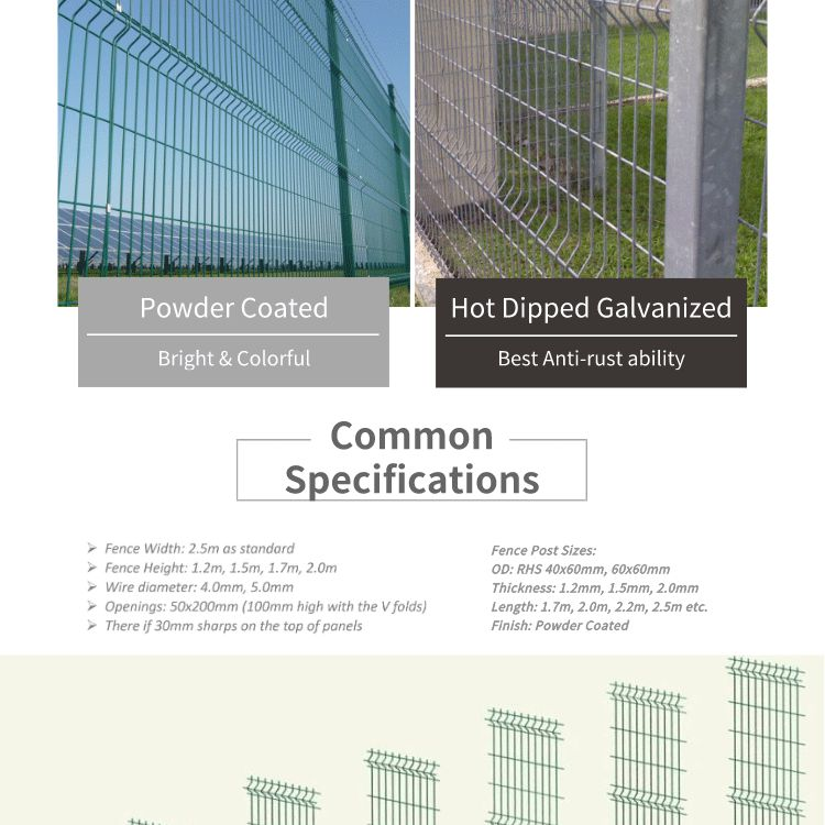 Outdoor Triangle Welded Mesh 3D Fence Galvanized Fence for Highway 830mm-2530mm Height