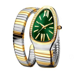 China Serpentine Female Chain Wrist Watches , ODM Quartz Movt Genuine Diamond Watch wholesale