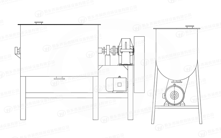 Double Ribbon Blender Mixer WSH Model Horizontal Stainless Steel