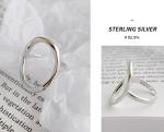 Lanciashow 925 Sterling Silver Jewelry Open Ring Simple Geometric Irregular