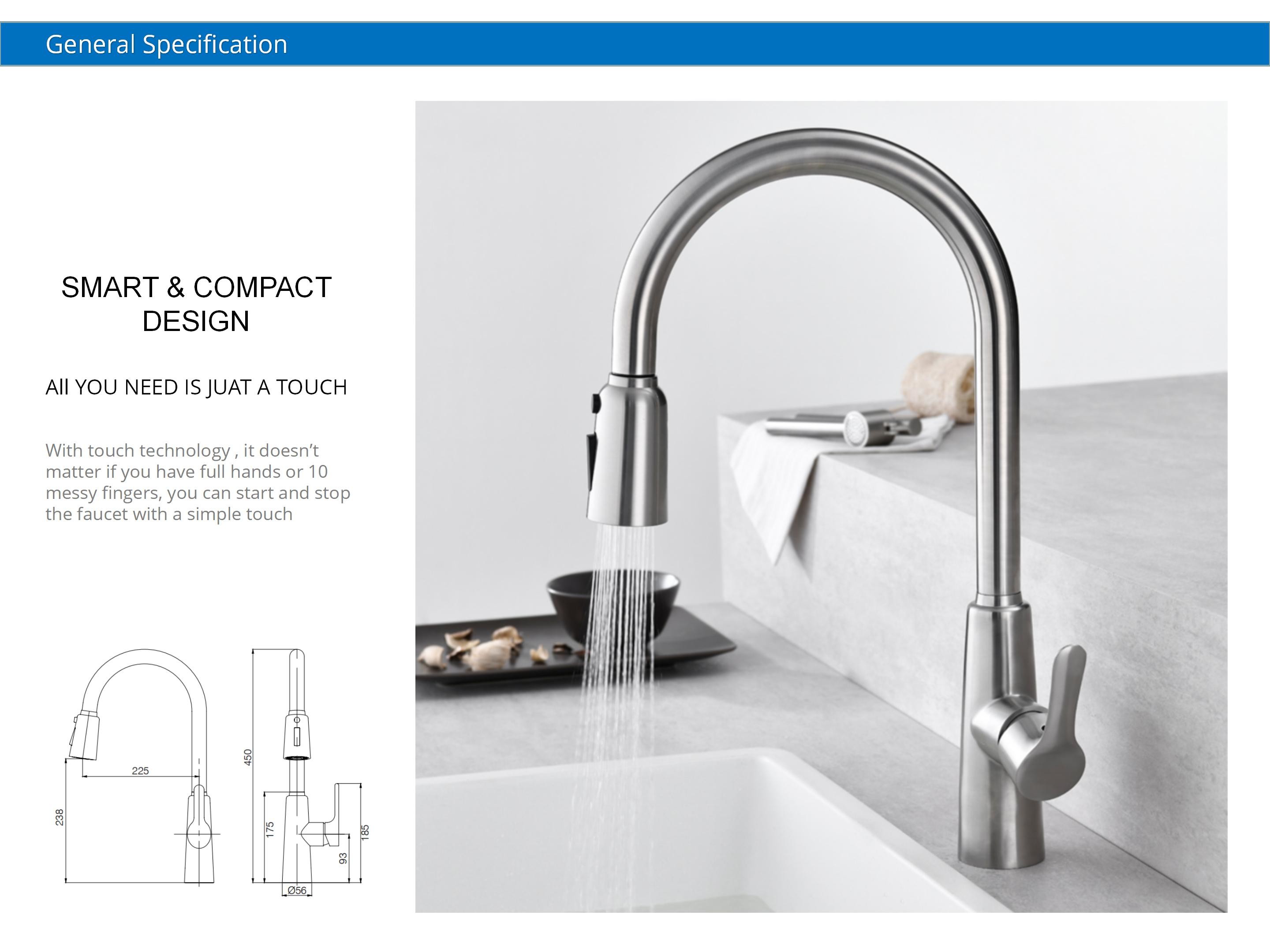CUPC Touch Control Kitchen Water Faucets OEM Water Saving For Sink