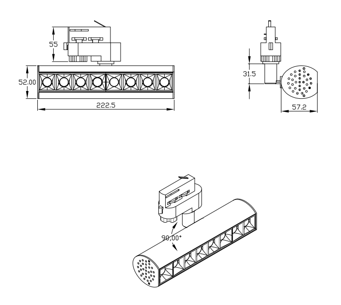 art gallery track light Ra90 20W led track light with CE RoHS Approved
