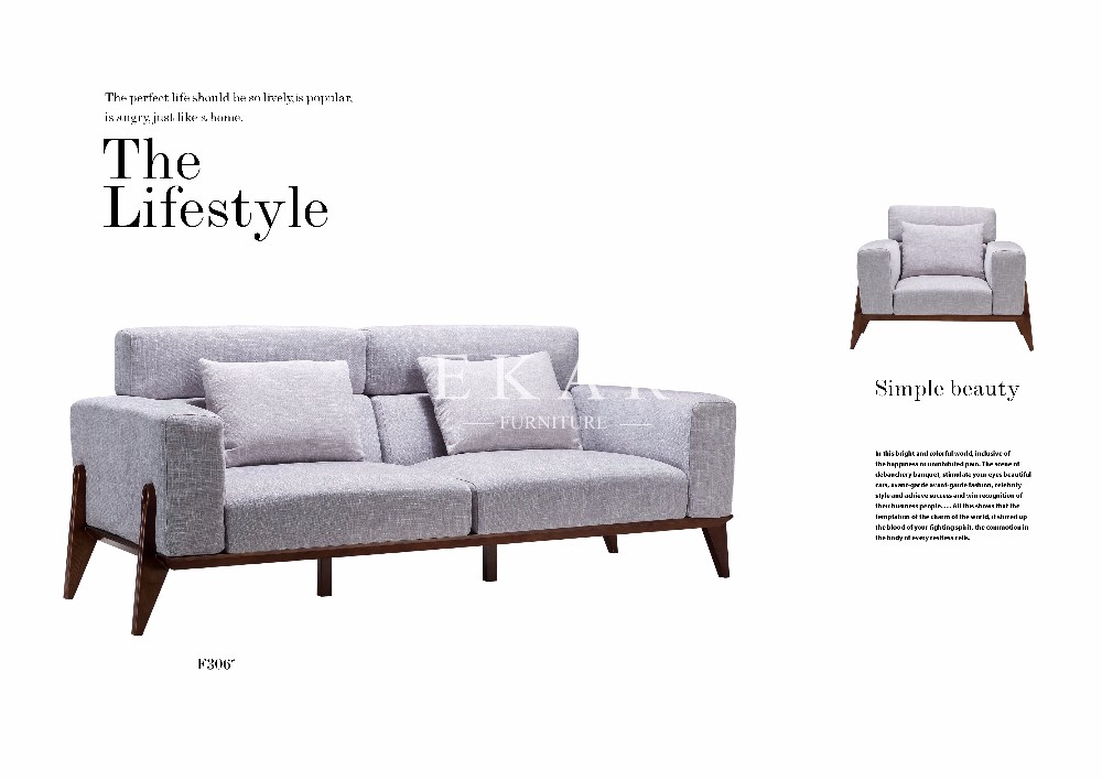 European Style Ash Wooden Frame Corner Designs Furniture Living Room Sofa