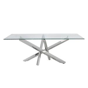 China Simple Design SS Steel Furniture Glass Top Civil Table wholesale
