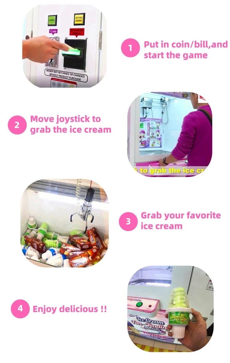 Hardware Material Refrigerated Vending Machine / Ice Cream Claw Machine