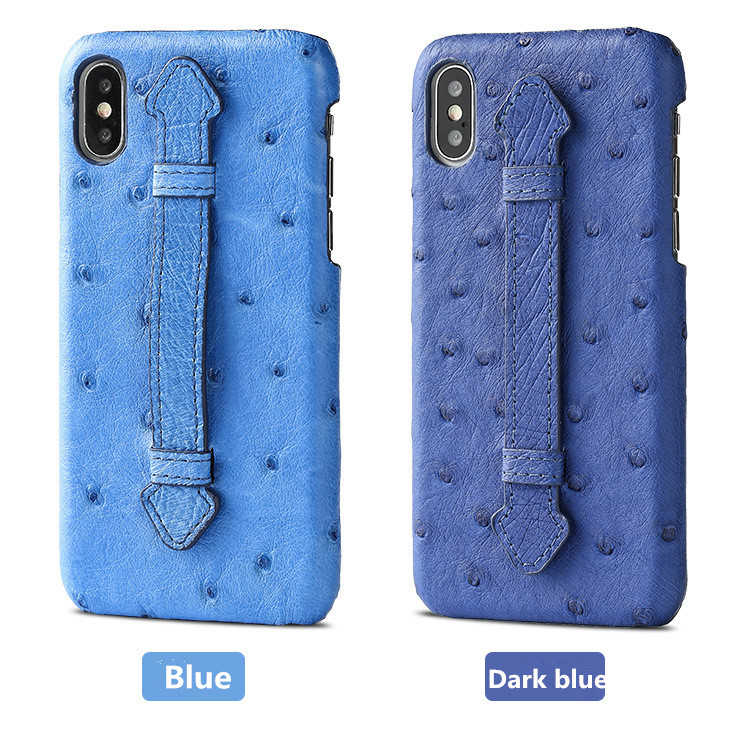 Luxury Handmade Ostrich Skin Leather Phone Back Case for iPhone XS Max 100% Test