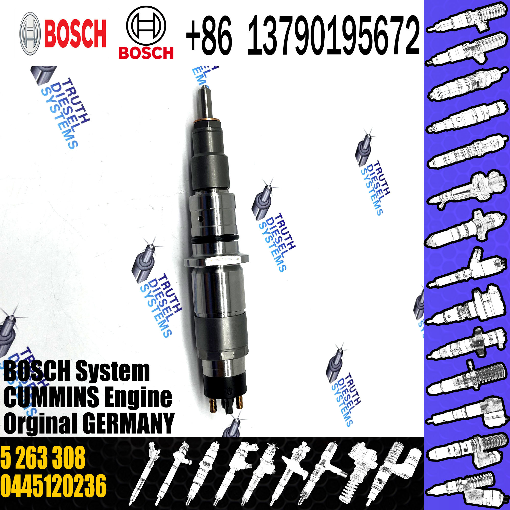 Common rail fuel injector 0445120236 0445120125 0445120029 5263308 4940170 4939061 3973060 3965721for QSL9 QSC8.3