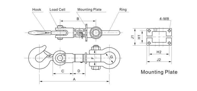 GSP902 30 ton crane scale hook load cell