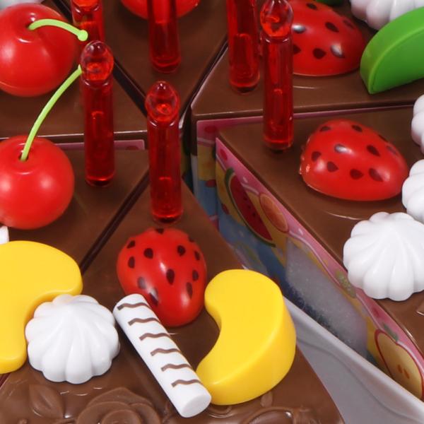 DIY 5.9inch Wooden Fruit Cutting Set Birthday Cake Toy Plastic