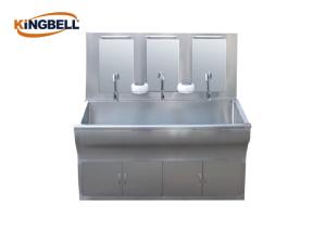 China Three Person Medical Grade Stainless Steel Sinks Ergonomics Leakage Protection wholesale