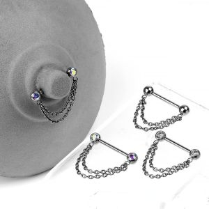 China 5mm Threadless Titanium Nipple Jewelry Titanium Nipple Rings Chain Barbells wholesale