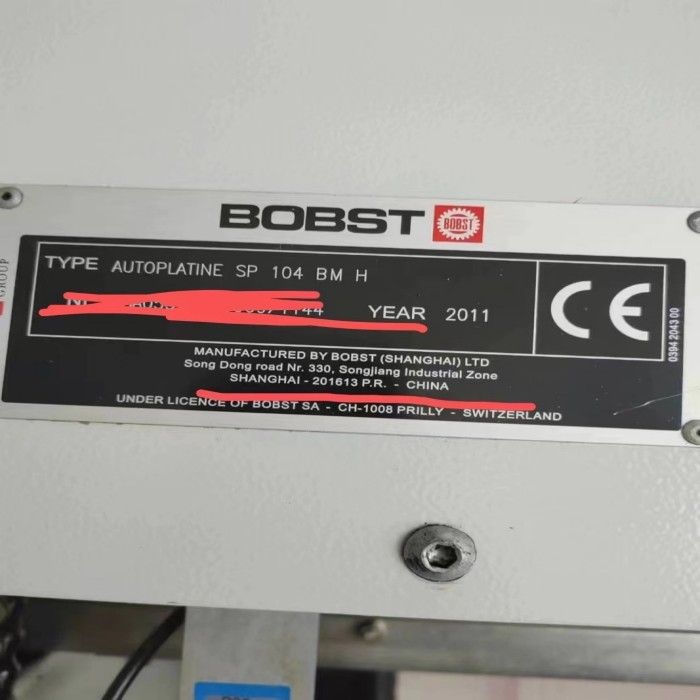 BOBST AUTOPLATINE SP 104 BM H Automatic Die Cutting And Foil Stamping Machine With Hologram
