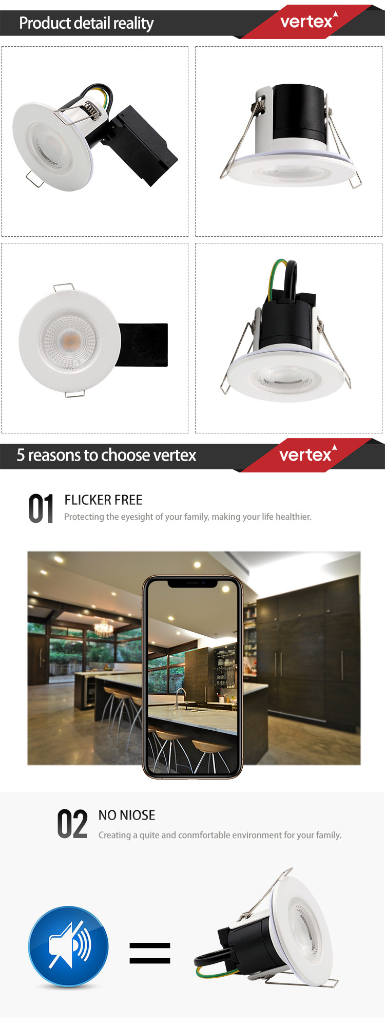 Dimmable Mini AC 230V 3000K Slim LED Downlight Flicker Free