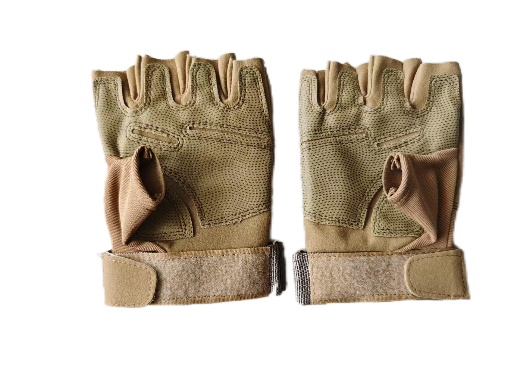 TactiGrip Brown Combat Gloves (Half-Finger) - Reinforced Knuckle & Palm Guard