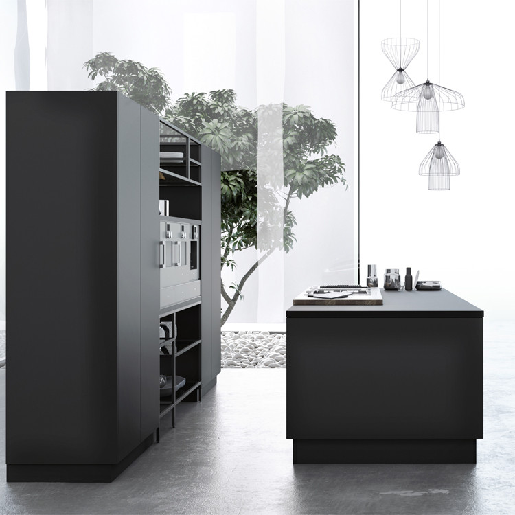 White Wooden L Shape Modular Kitchen Cabinets With Island