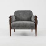 Fabric Upholstered Solid Wood Frame Accent Chair Nordic Style