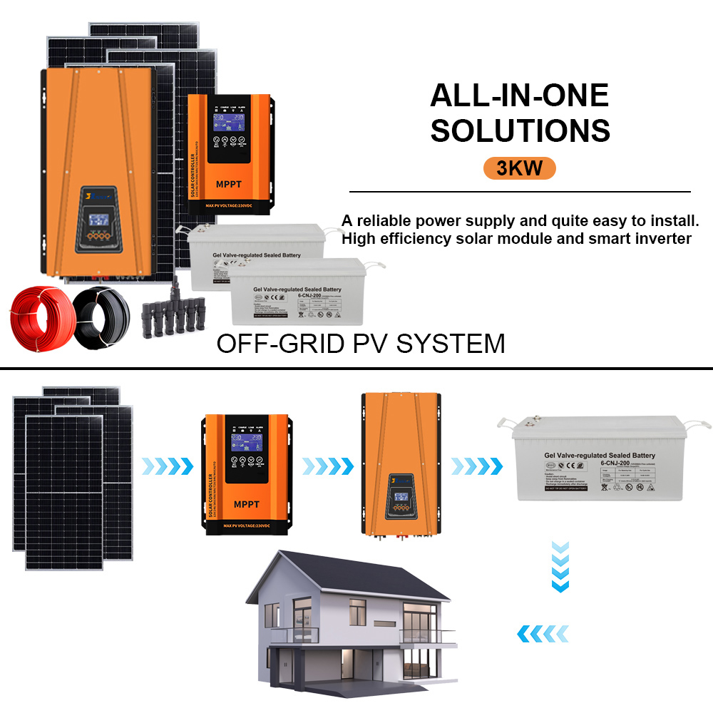 OEM ODM 3Kw Solar System Kit With Battery Storage And Monocrystalline Silicon Panels