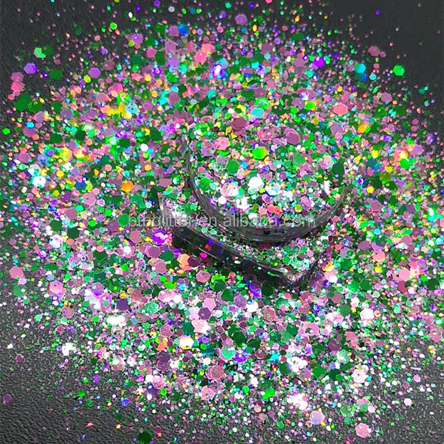 Polyester Bright Rainbow Candy Sparkle Mixes Shapes Chunky Glitter Confetti Customized for Your Requirements