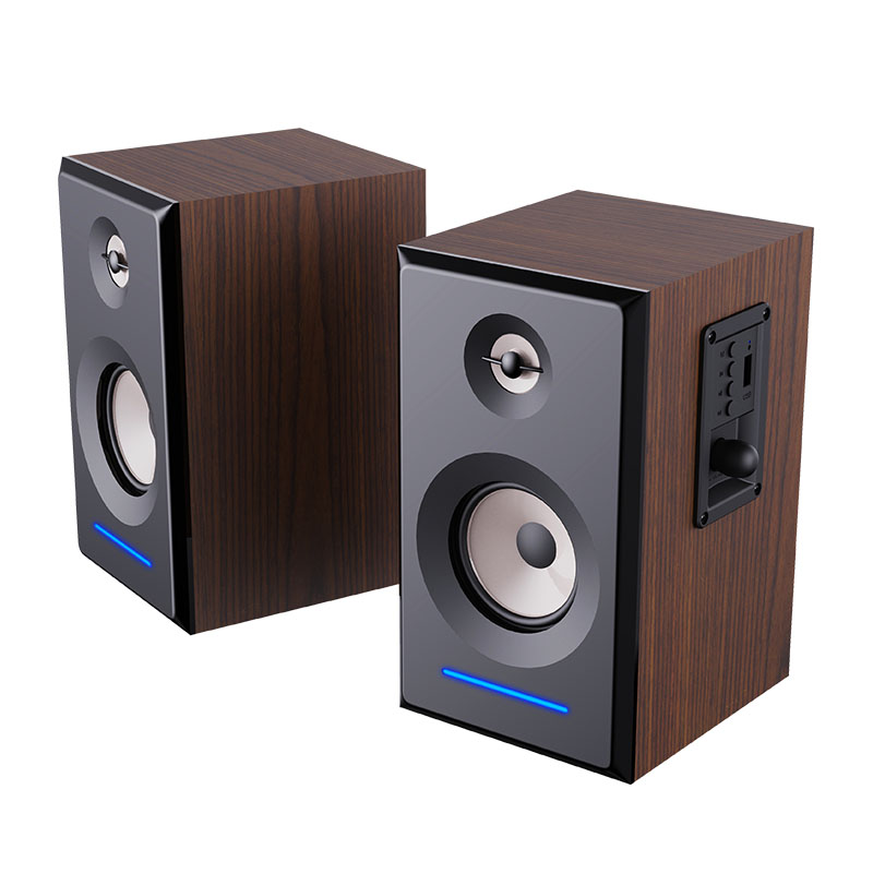Active Brown BT 5.0 Wireless Bookshelf Speaker S-63 featuring TWO-WAY Audio Crossover