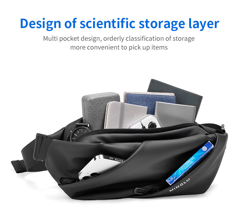 Durable Korean Style Stylish Mens Sling Bag Accept Customized Logo