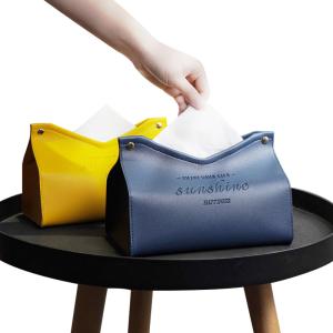 China Simple Style Luxury Floral PU Leather Car Toilet Square Tissue Paper Box Cover Holder wholesale